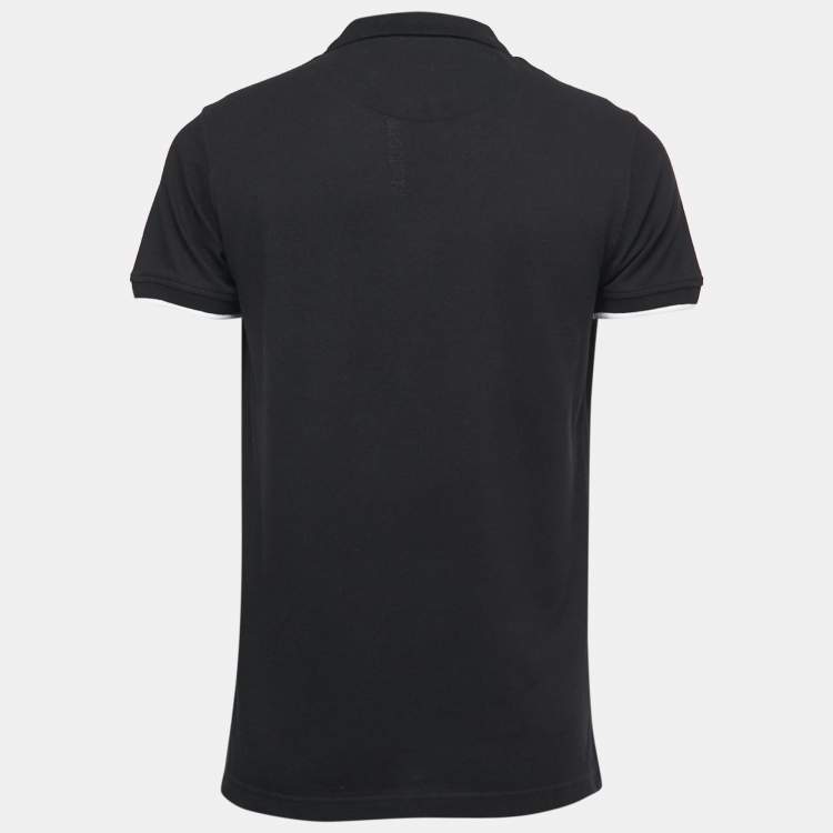 Pre Owned Roberto Cavalli Black Logo Embroidered Cotton Pique Polo T-Shirt L