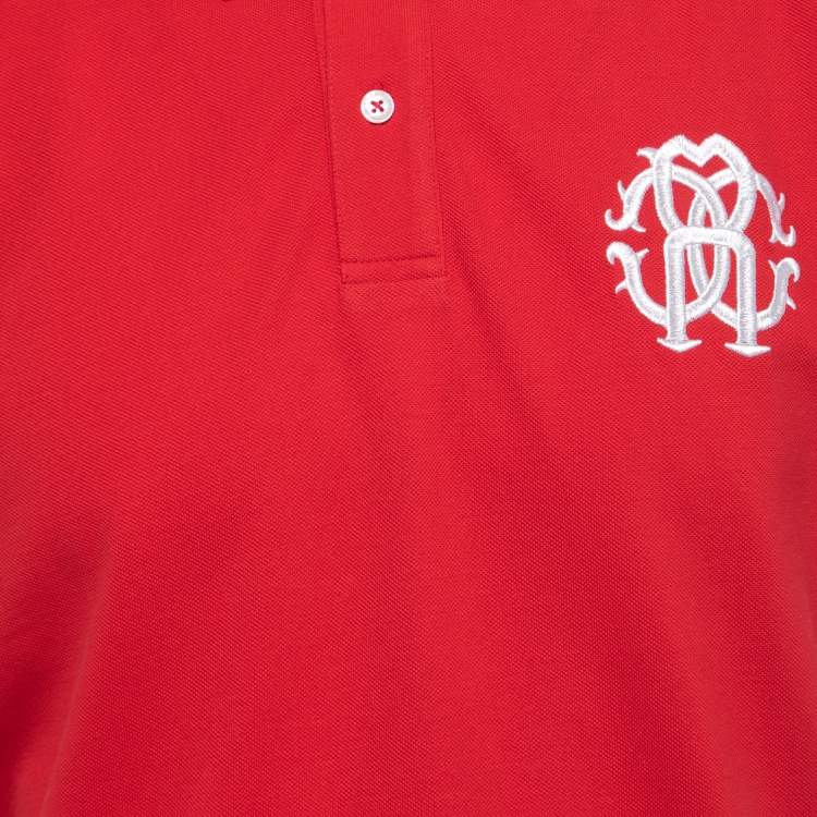 Pre Owned Roberto Cavalli Red Cotton Pique Polo T-Shirt XXL