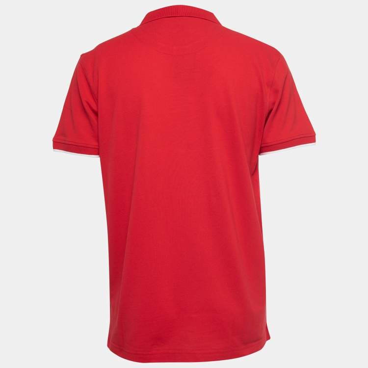 Pre Owned Roberto Cavalli Red Cotton Pique Polo T-Shirt XXL