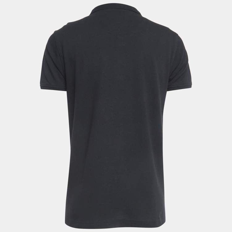 Pre Owned Roberto Cavalli Black Logo Embroidered Cotton Polo T-Shirt XL