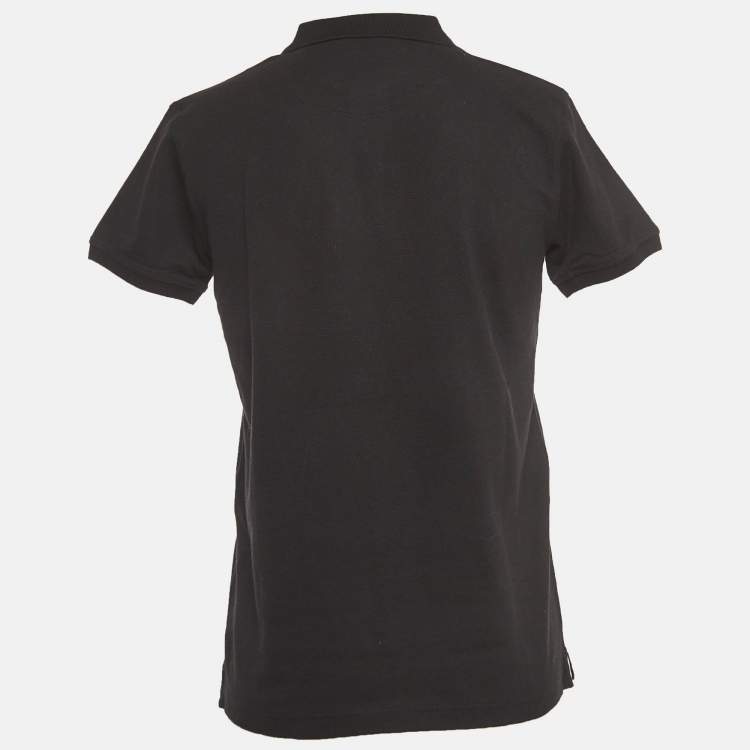 Pre Owned Roberto Cavalli Black Logo Embroidered Cotton Pique Polo T-Shirt L