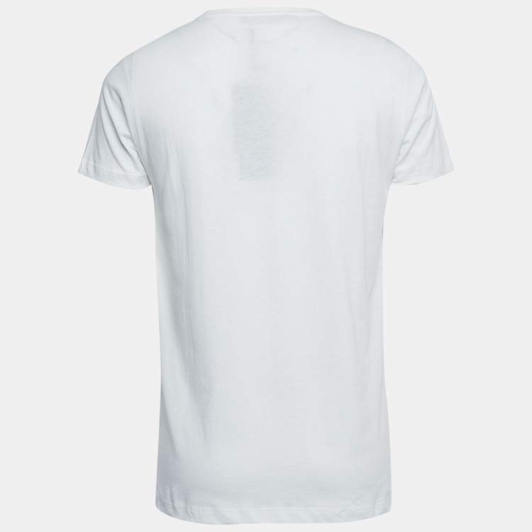 مملوكة مسبقًا Roberto Cavalli White Logo Embroidered Cotton Crew Neck T-Shirt XL