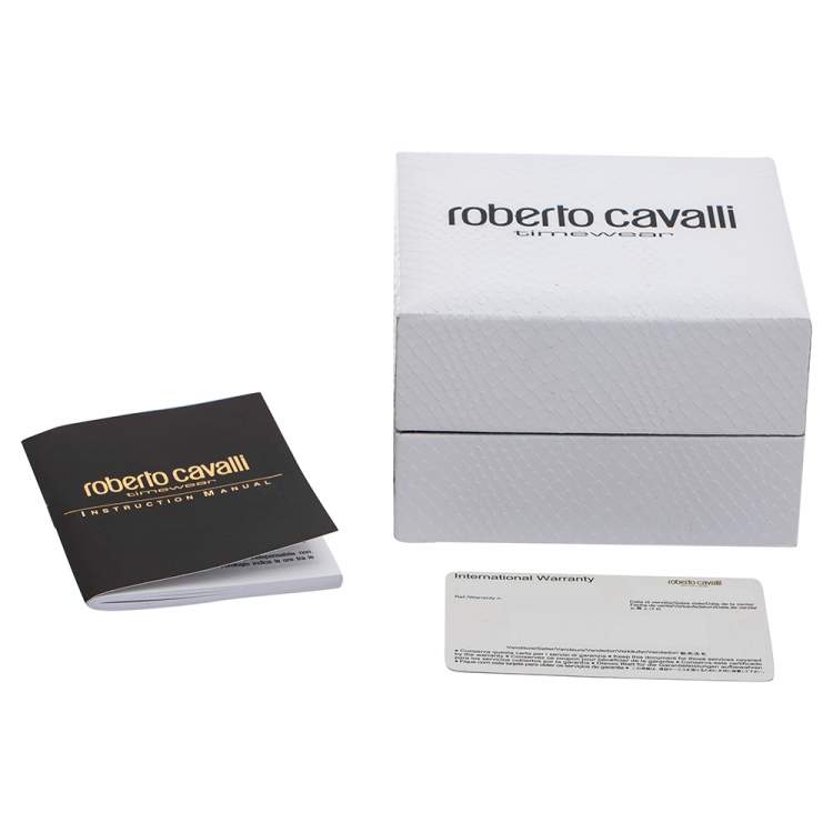 Pre Owned Roberto Cavalli Black PVD Coated Stainless Steel Leather Bohemienne R7271666025 Men's Wristwatch 40 mm