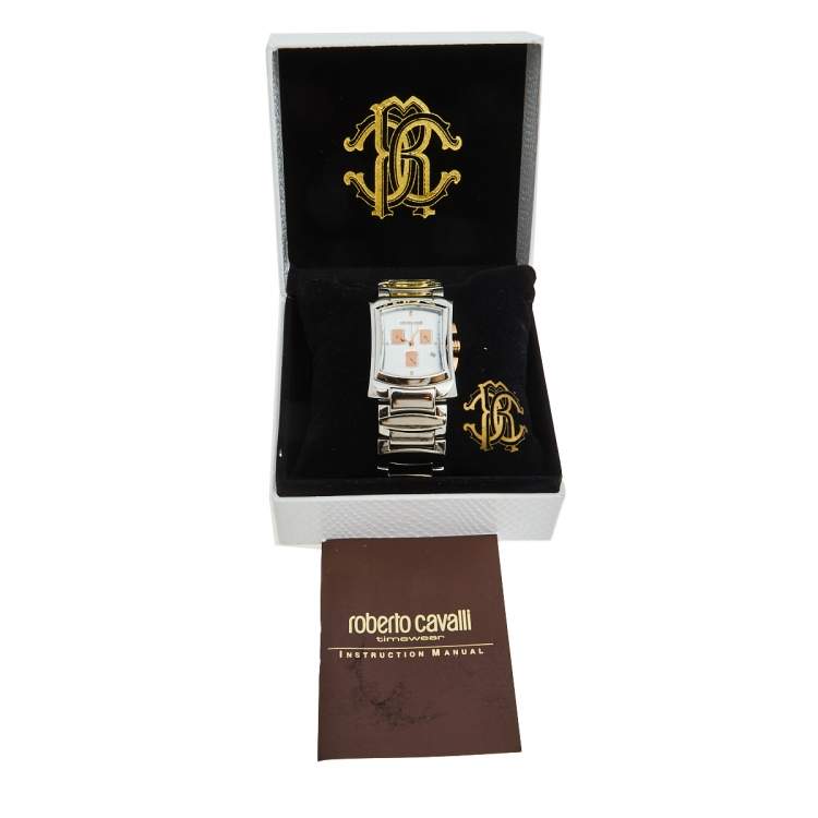 Pre Owned Roberto Cavalli White Stainless Steel Tomahawk R7253900015 Men's Wristwatch 31 mm