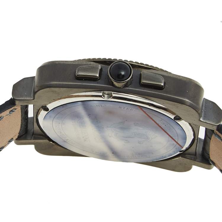 Pre Owned Roberto Cavalli Black PVD Coated Stainless Steel Crocodile Bohemienne R7271666025 Men's Wristwatch 40 mm