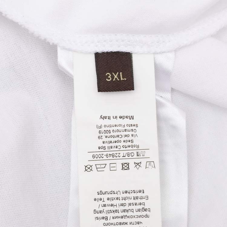 Pre Owned Roberto Cavalli White Logo Detail Cotton T-Shirt XXXL