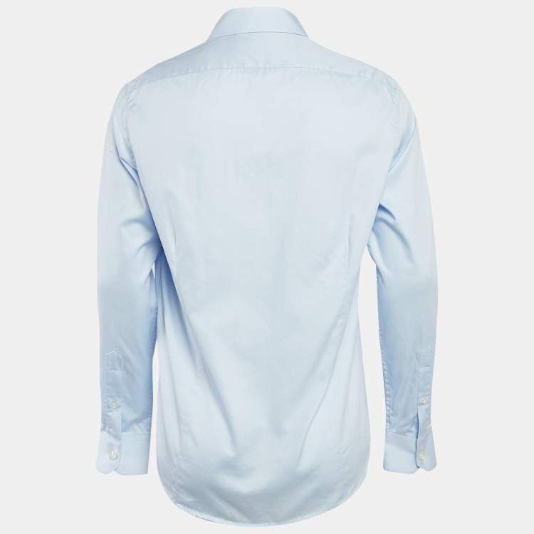 Pre Owned Roberto Cavalli Blue Cotton Button Front Shirt XL