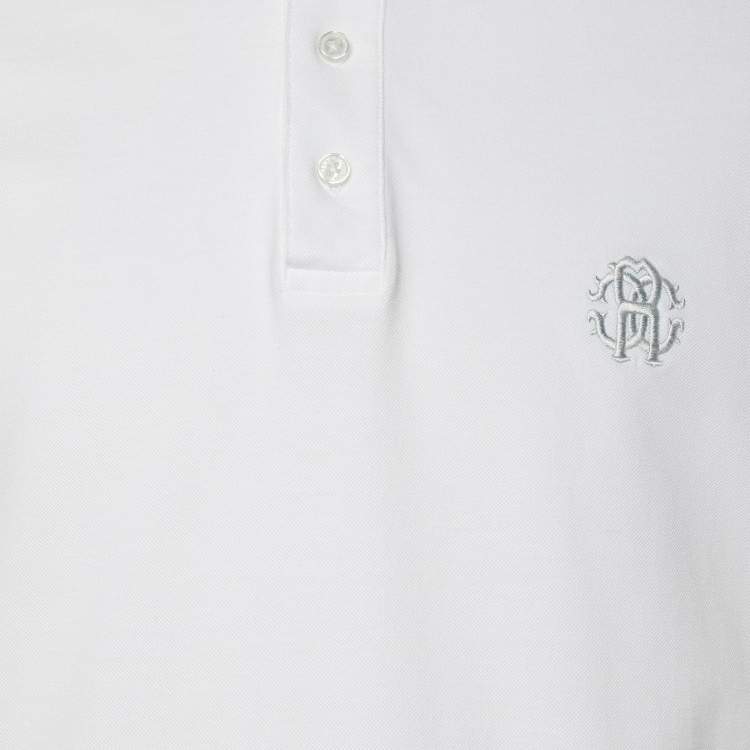 Pre Owned Roberto Cavalli White Cotton Logo Embroidered T-Shirt L