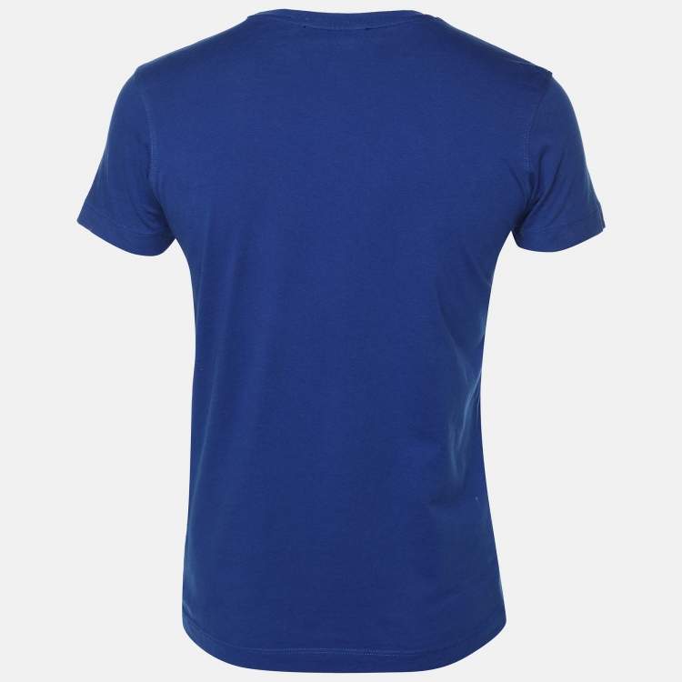Pre Owned Roberto Cavalli Blue Cotton Crew Neck T-Shirt S