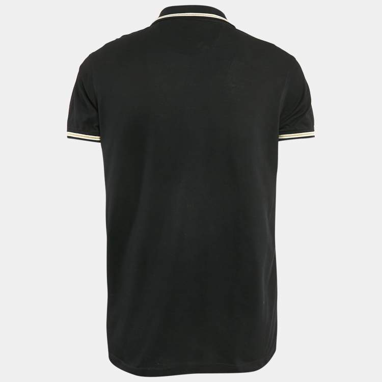 Pre Owned Roberto Cavalli Black Cotton Pique Polo T-Shirt L
