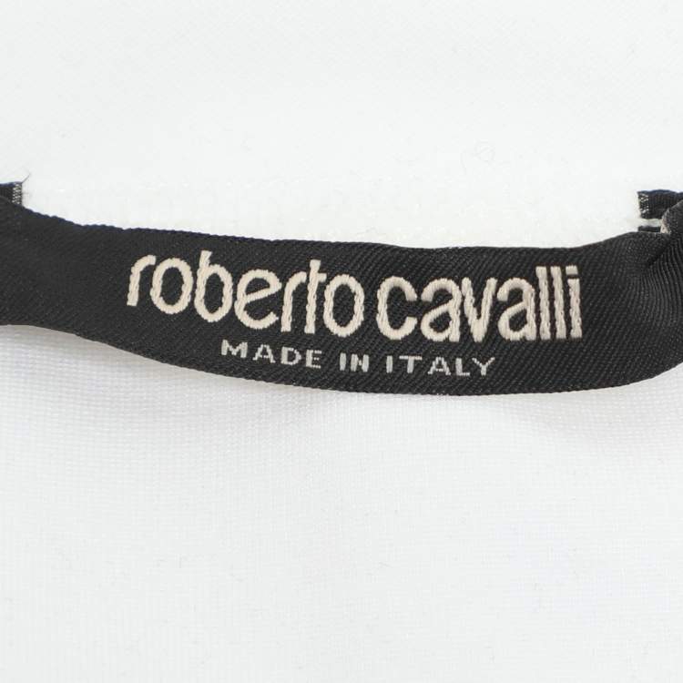 Pre Owned Roberto Cavalli Off White Jersey Logo Sweatshirt L
