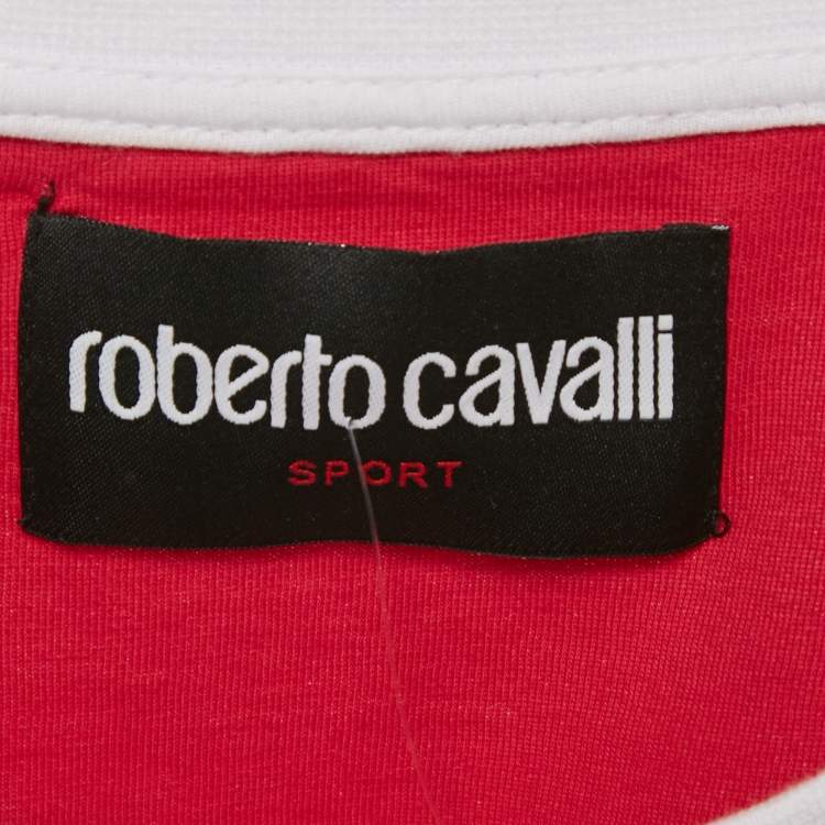 Pre Owned Roberto Cavalli White Cotton Knit Blend Crew Neck Sweatshirt M