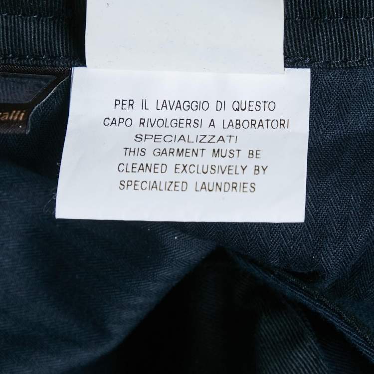 Pre Owned Roberto Cavalli Blue Gabardine Belted Bermuda Shorts M