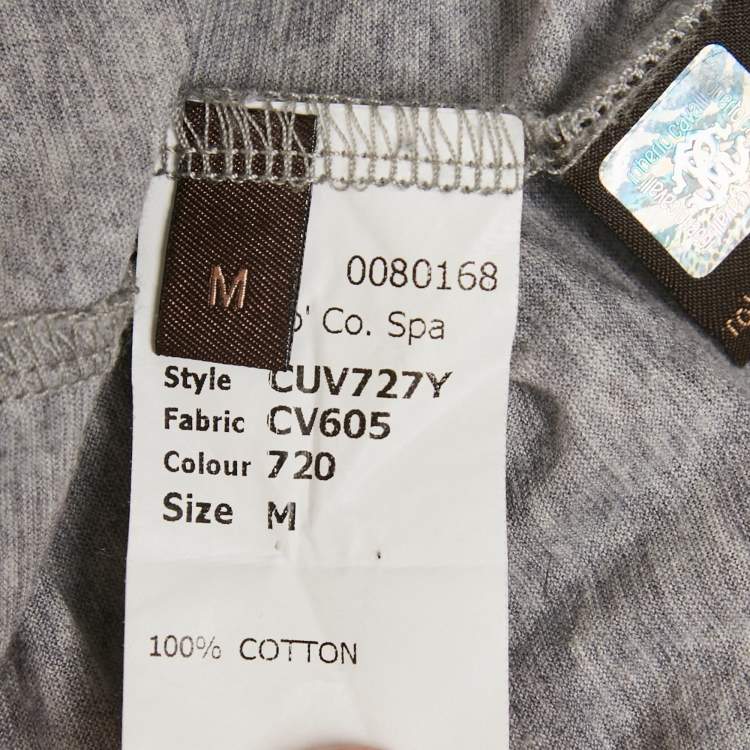 Pre Owned Roberto Cavalli Grey Printed Jersey T-Shirt M