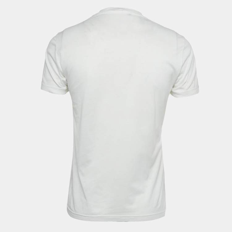 Pre Owned Roberto Cavalli White Snakeskin Print Jersey T-Shirt S