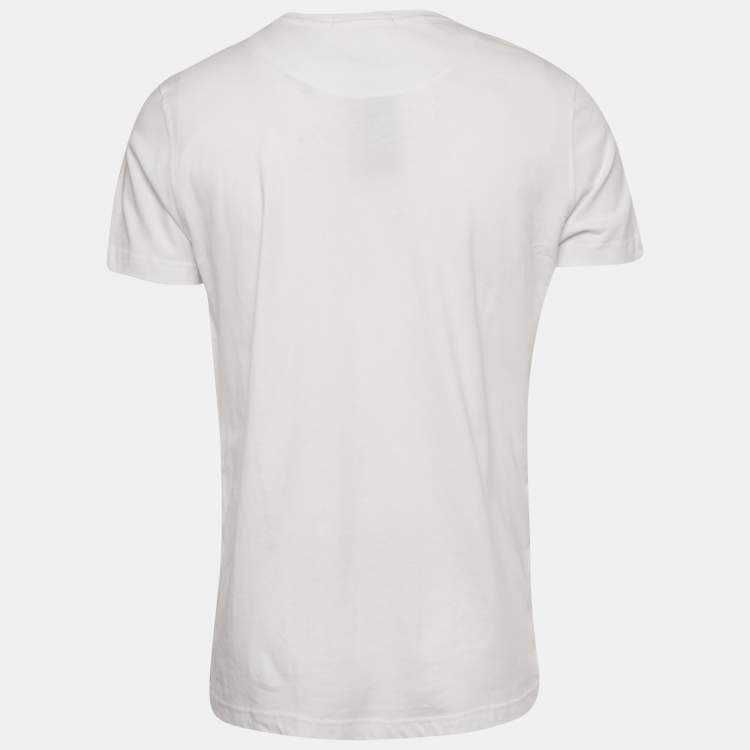 Pre Owned Roberto Cavalli White Snake Print Jersey T-Shirt L