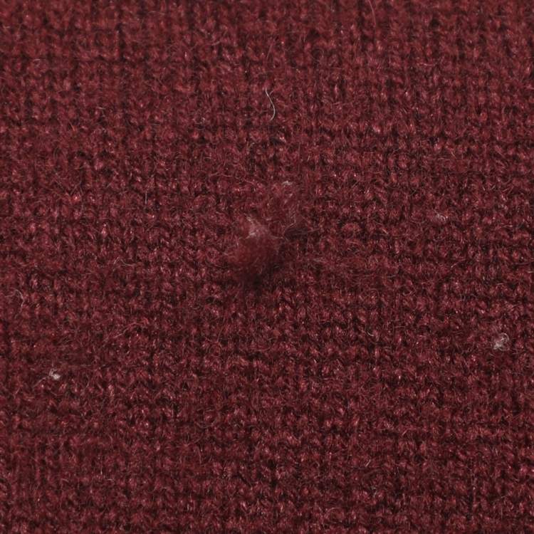 مملوكة مسبقًا Roberto Cavalli Burgundy Wool Blend Logo Patch Turtle Neck Sweater M