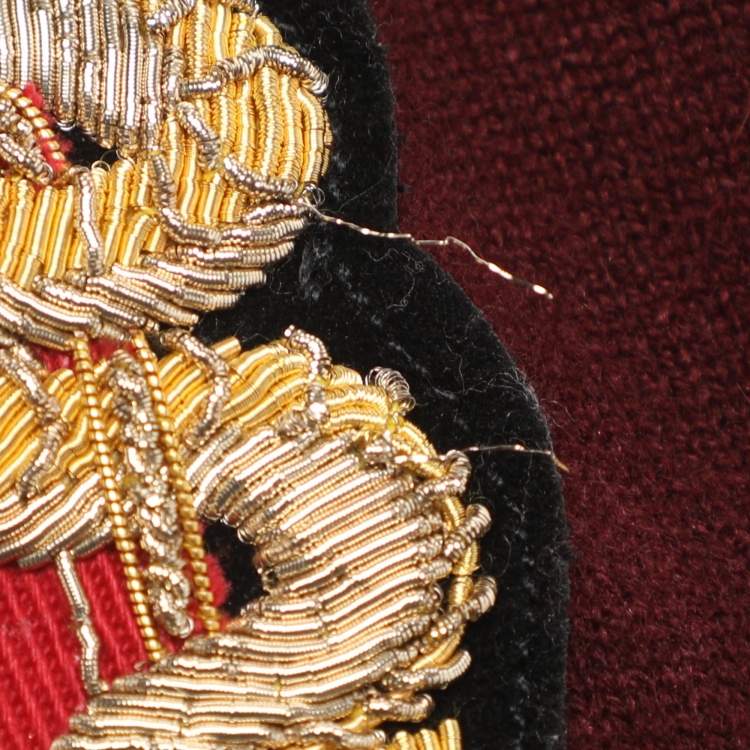 مملوكة مسبقًا Roberto Cavalli Burgundy Wool Blend Logo Patch Turtle Neck Sweater M