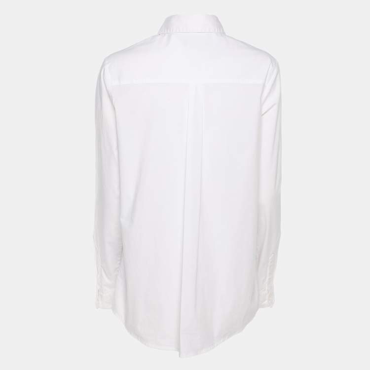 Pre Owned Roberto Cavalli White Cotton Button Front Shirt M