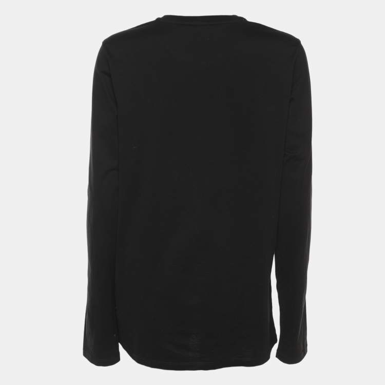 Pre Owned Roberto Cavalli Black Jersey Tiger Print Full Sleeve T-Shirt M