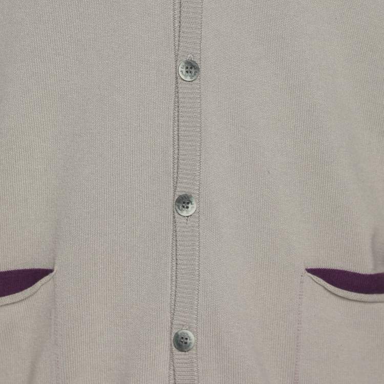 Pre Owned Roberto Cavalli Tri Color Rib Knit Cardigan M