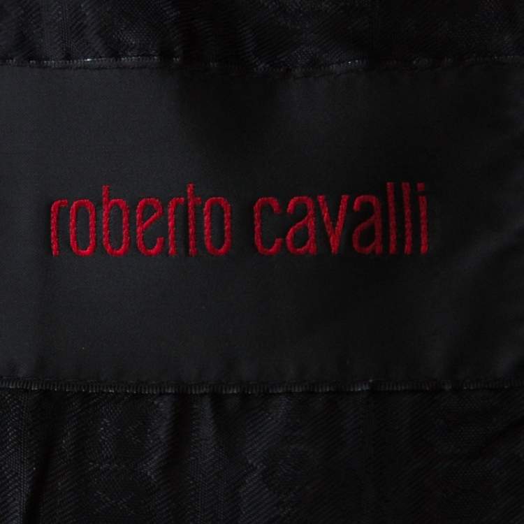 Pre Owned Roberto Cavalli Metallic Finish Wool Blend Contrast Lapel Blazer M 