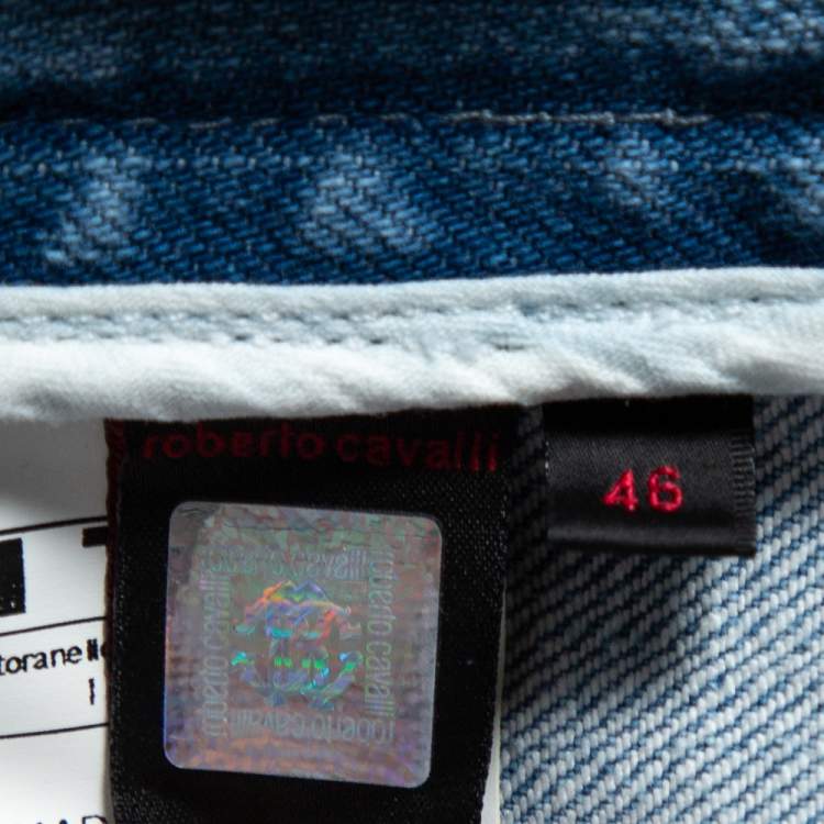 Pre Owned Roberto Cavalli Indigo Light Wash Denim Cargo Jeans S