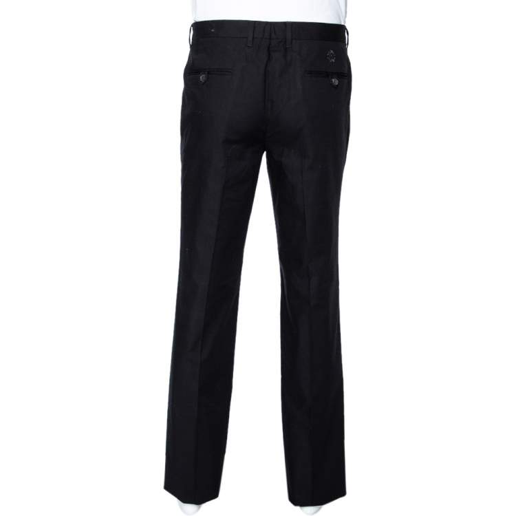 Pre Owned Roberto Cavalli Black Stretch Cotton Straight Fit Trousers XL