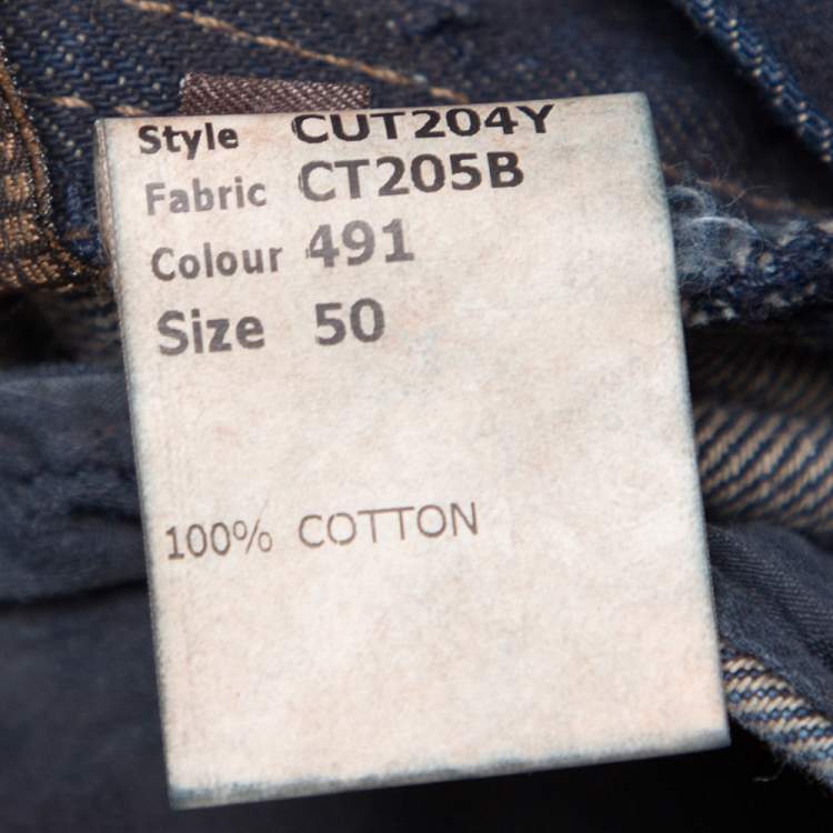 Pre Owned Roberto Cavalli Indigo Denim Embroidered Trim Detail Button-Up Jeans L