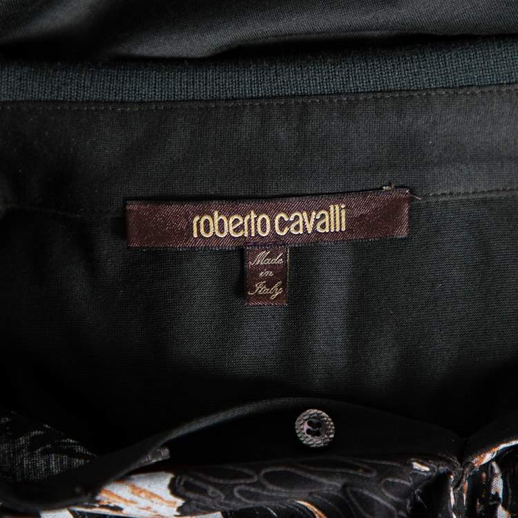 Pre Owned Roberto Cavalli Dark Green Cotton Abstract Animal Pattern Polo T Shirt XXL