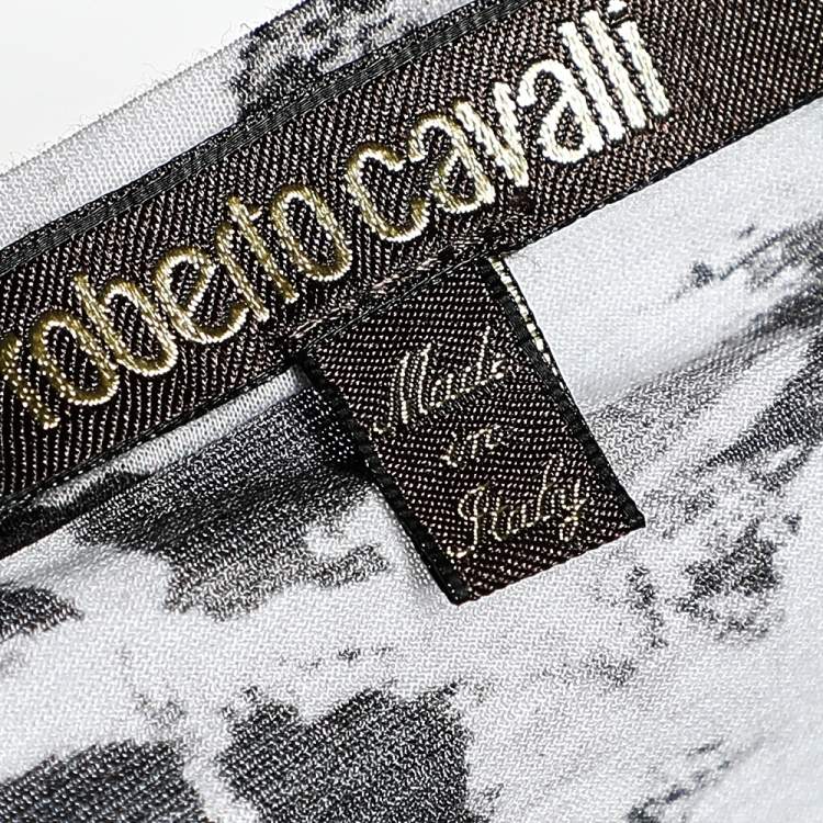 Pre Owned Roberto Cavalli Brown & White Cotton Knit Long Sleeve T-Shirt XXL