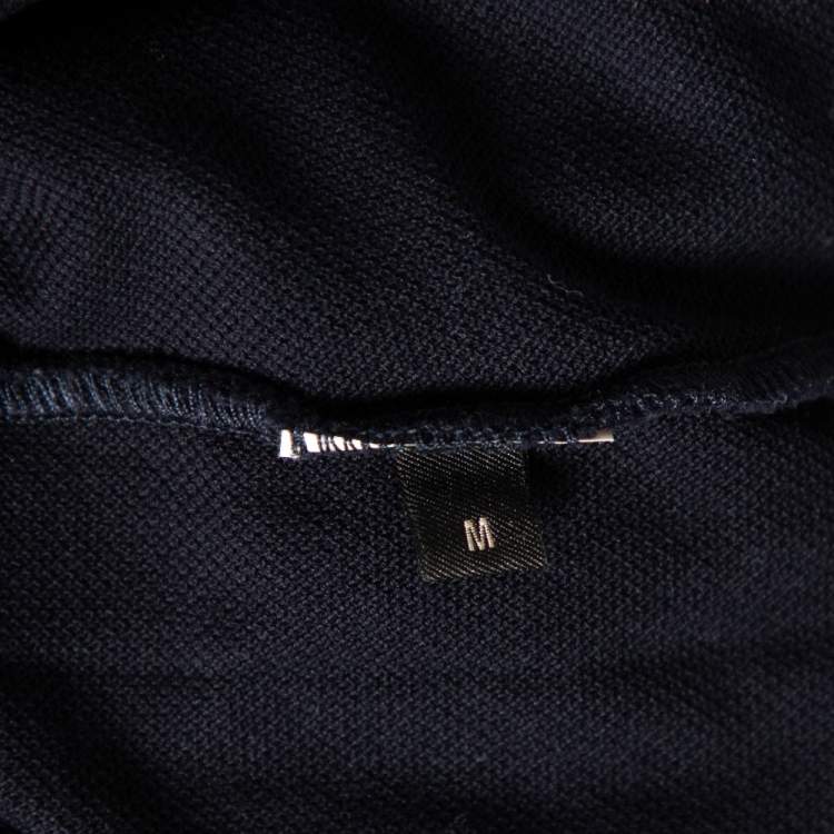 مملوكة مسبقًا Roberto Cavalli Navy Blue Cotton Pique Logo Crest Embroidered Polo T-Shirt M