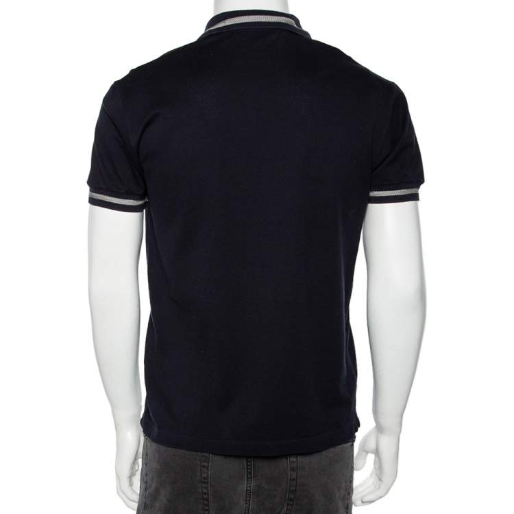 مملوكة مسبقًا Roberto Cavalli Navy Blue Cotton Pique Logo Crest Embroidered Polo T-Shirt M