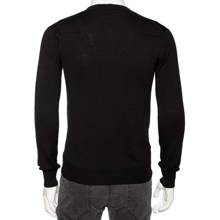 Pre Owned Roberto Cavalli Black Knit Pocketed Button Front Cardigan M