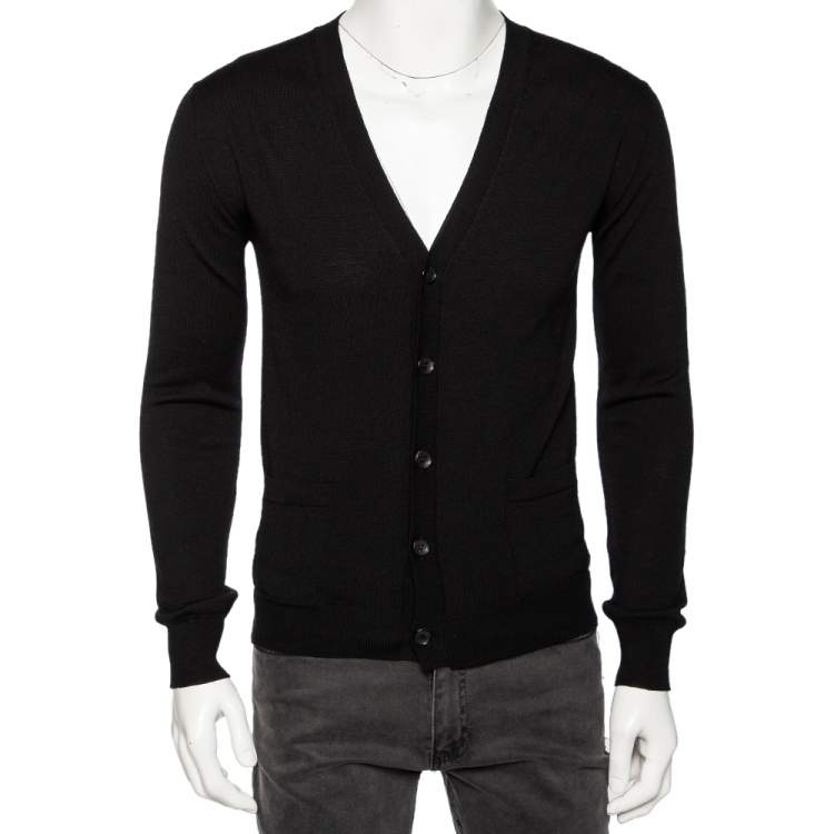 Roberto Cavalli Black Knit Pocketed Button Front Cardigan M Roberto ...