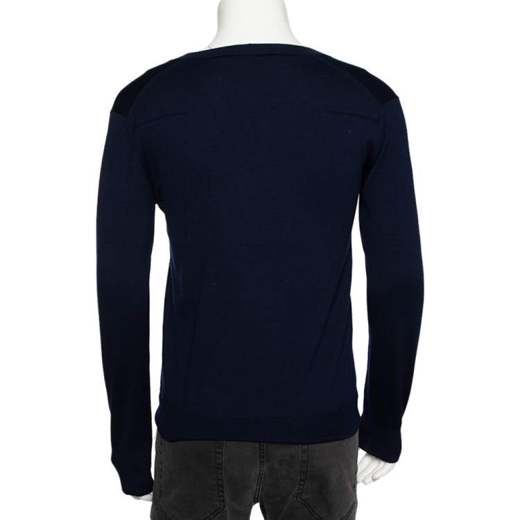 مملوكة مسبقًا Roberto Cavalli Navy Blue Knit Pocketed Button Front Cardigan M