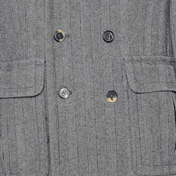 Pre Owned Roberto Cavalli Grey Wool Herringbone Double Breasted Coat XL
