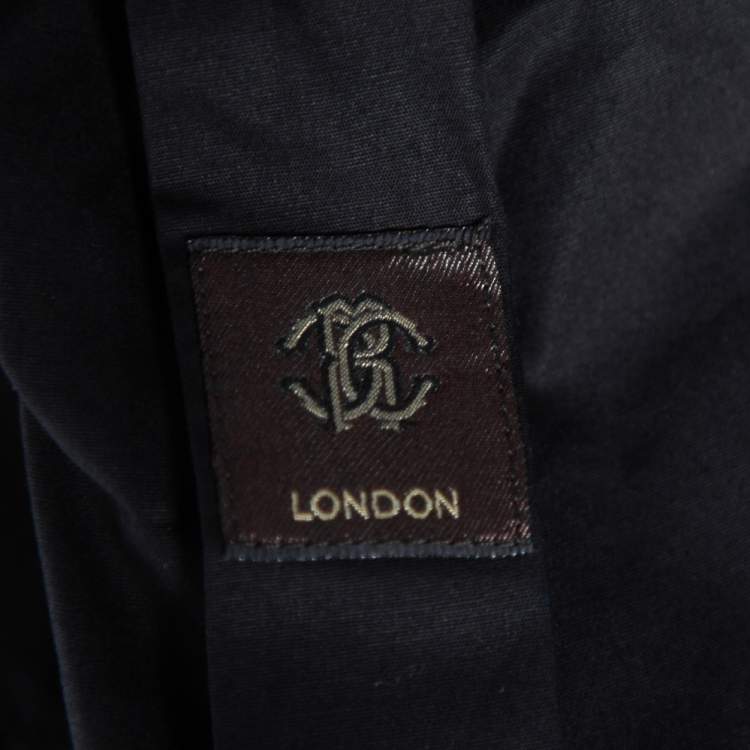 Pre Owned Roberto Cavalli Black Cotton Logo Crest Embroidered Button Front Shirt XL