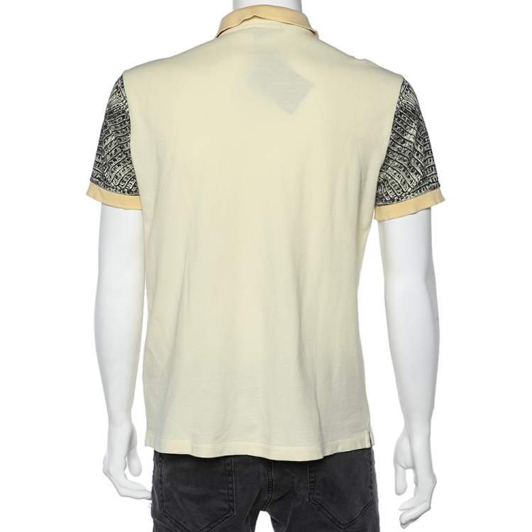 Pre Owned Roberto Cavalli Yellow Snakeskin Printed Cotton Pique Polo T-Shirt XL
