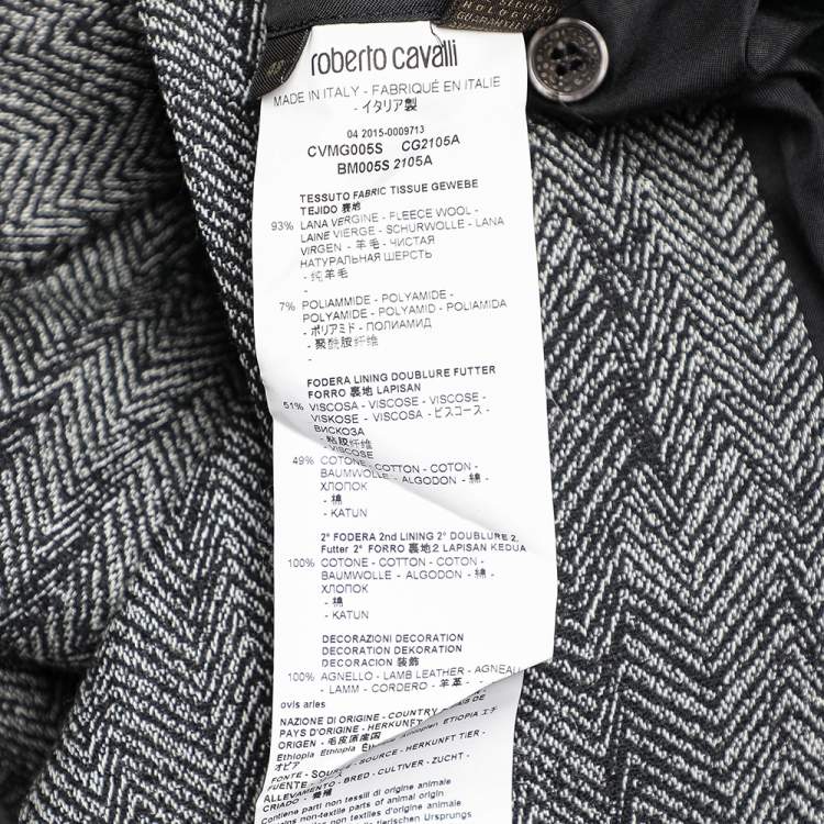 Pre Owned Roberto Cavalli Monochrome Patterned Wool Button Front Jacket M