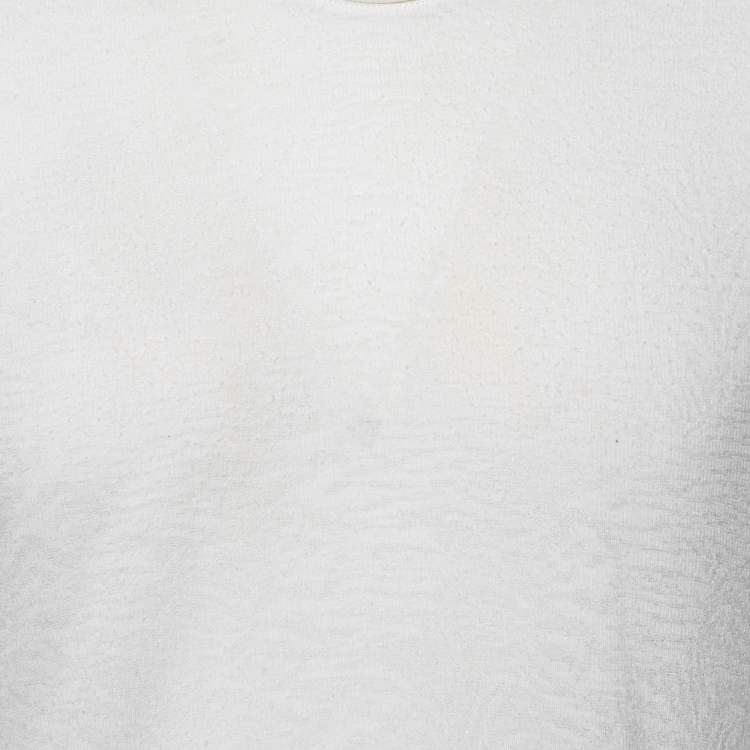 Pre Owned Roberto Cavalli White Textured Knit Crew Neck Short Sleeve T-Shirt M