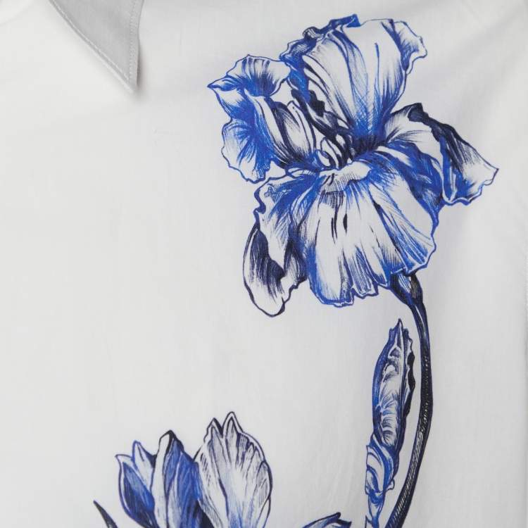 مملوكة مسبقًا Roberto Cavalli White Floral Printed Cotton Slim Fit Shirt 3XL