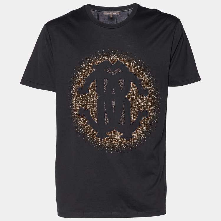 مملوكة مسبقًا Roberto Cavalli Black Logo Detail Cotton Knit T-Shirt XXL