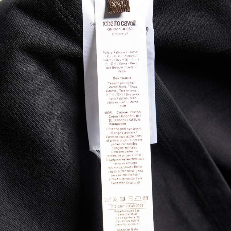مملوكة مسبقًا Roberto Cavalli Black Logo Detail Cotton Knit T-Shirt XXL