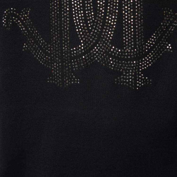 Pre Owned Roberto Cavalli Black Logo Detail Cotton Knit T-Shirt XXL