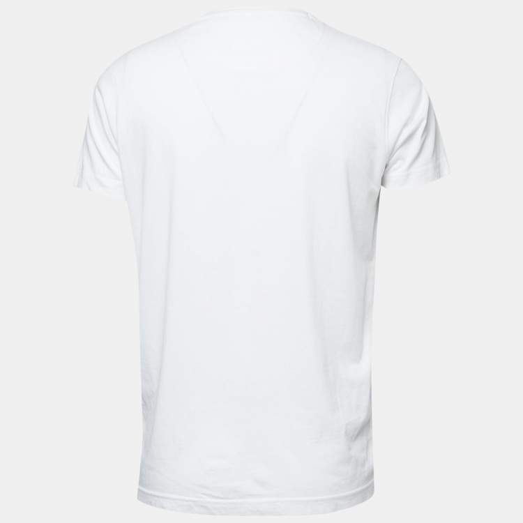 مملوكة مسبقًا Roberto Cavalli White Cotton Graphic Print T-Shirt L