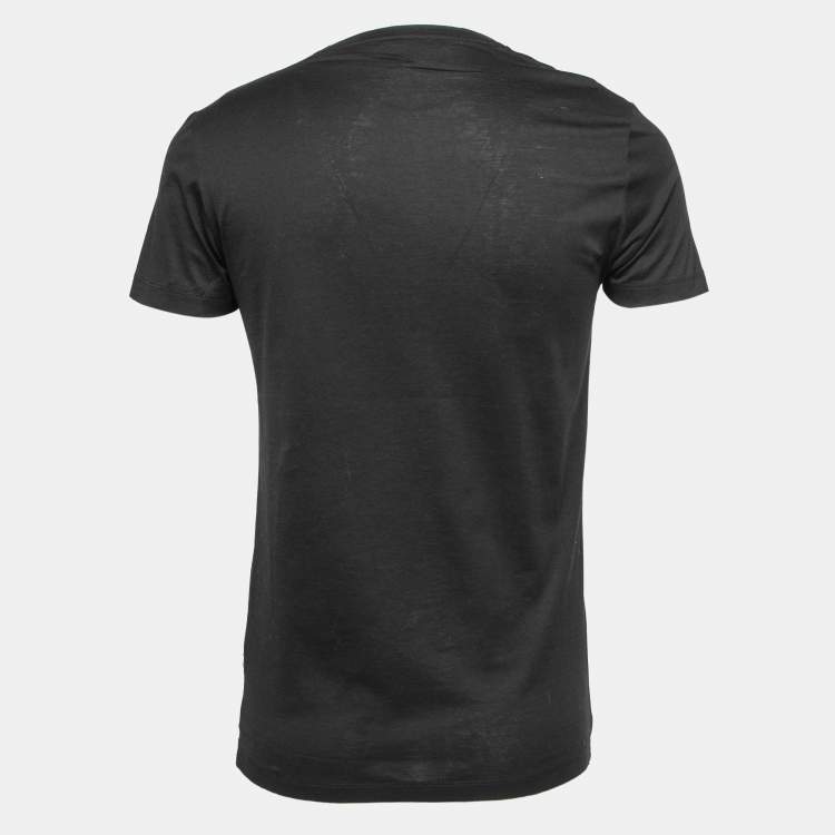 Pre Owned Roberto Cavalli Black Printed Cotton Short Sleeve T-Shirt S