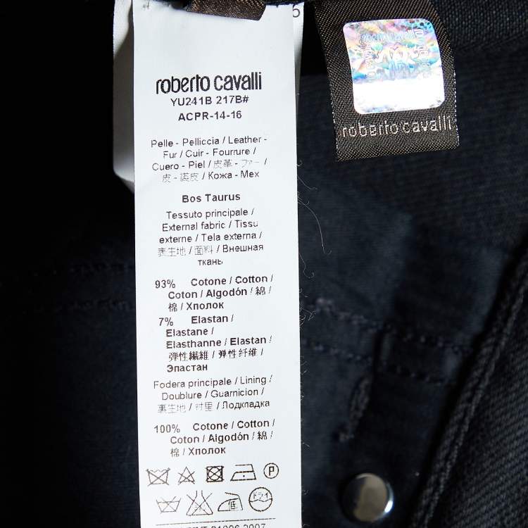 Pre Owned Roberto Cavalli Black Denim Distressed Jeans XL