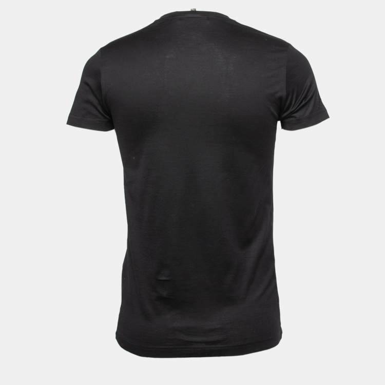 Pre Owned Roberto Cavalli Black Snake Print Cotton Crew Neck T-Shirt S