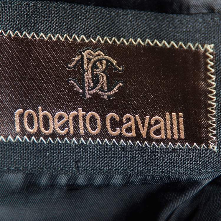 Pre Owned Roberto Cavalli Black Mohair & Wool Python Collar Blazer M